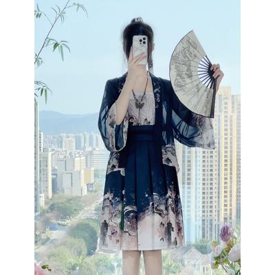 Hanfu in stile dinastia Song cinese per donna gonna plissettata set giornaliero primavera e autunno