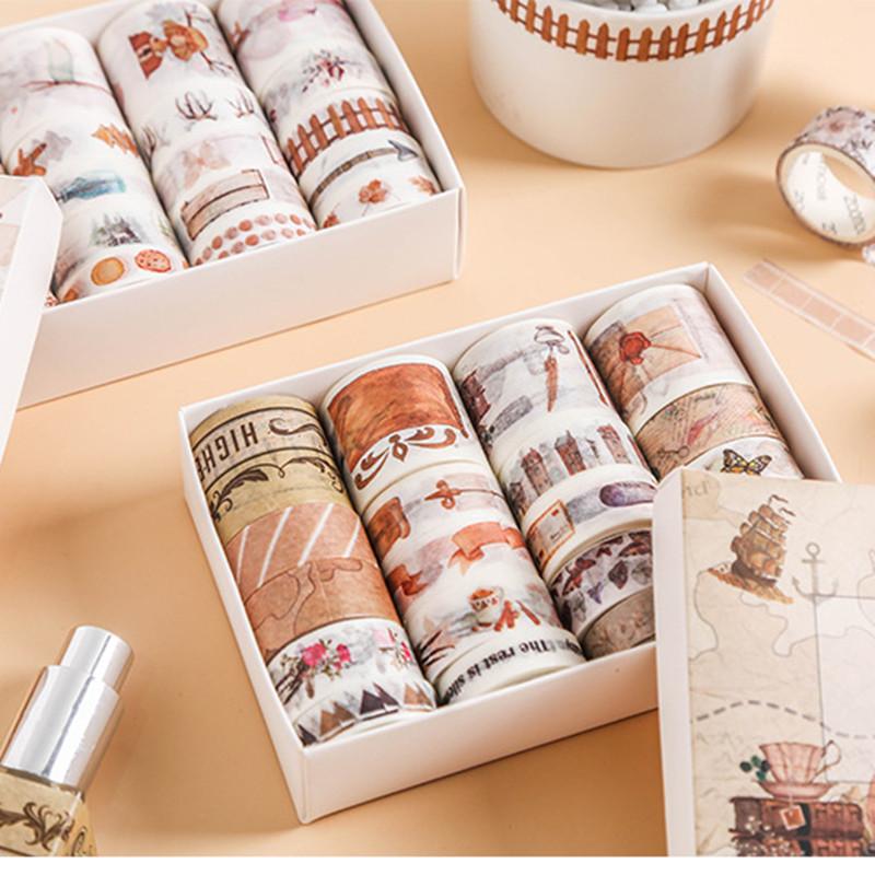 20 Rolls/ Set Washi Tape  DIY Flower Paper Tape Set Retro Masking Tape Cute Paper Tape Diary Account Special Ink Washi Tape
