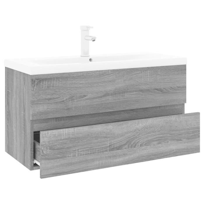 3152883 vidaXL Vanity Unit with Integrated Basin Sonoma Grey Engineered Wood