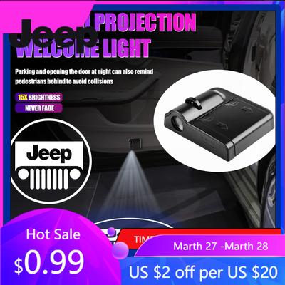 For Jeep Wireless HD Courtesy Lamp Car Door Projector Welcome Light For Jeep Renegade Wrangler Compass Grand Cherokee Gladiat