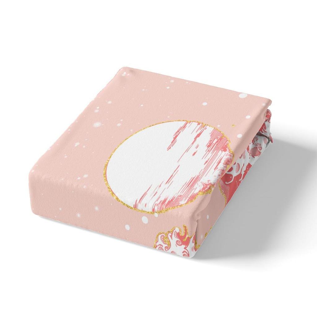 Japanese-Style Pink Wave Three-Piece Quilt Cover Digital Printing Bedding Set Bed Cover