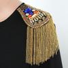 Cool Tassel Chain Epaulette Breastpin Jacket Vintage Brooch  Western-style clothes