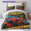 Superhero Series Spider-Man Cartoon Pattern Bedroom Three-piece Duvet Cover Bedding Set for Children.