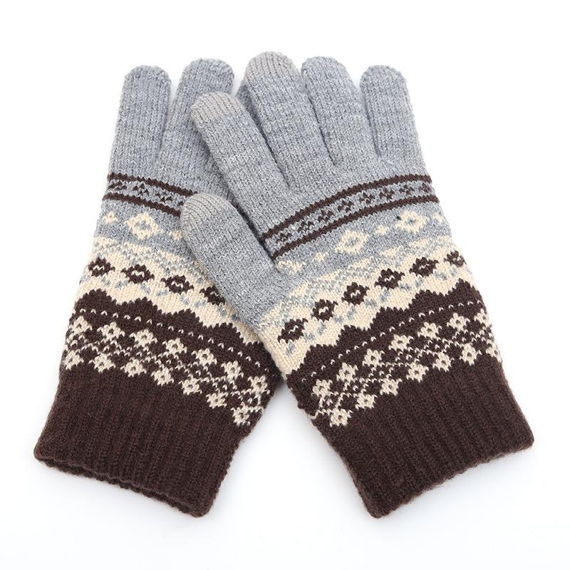 Winter Warm Gloves Finger Gloves Jacquard Touch Screen Gloves Cycling Outdoor Gloves