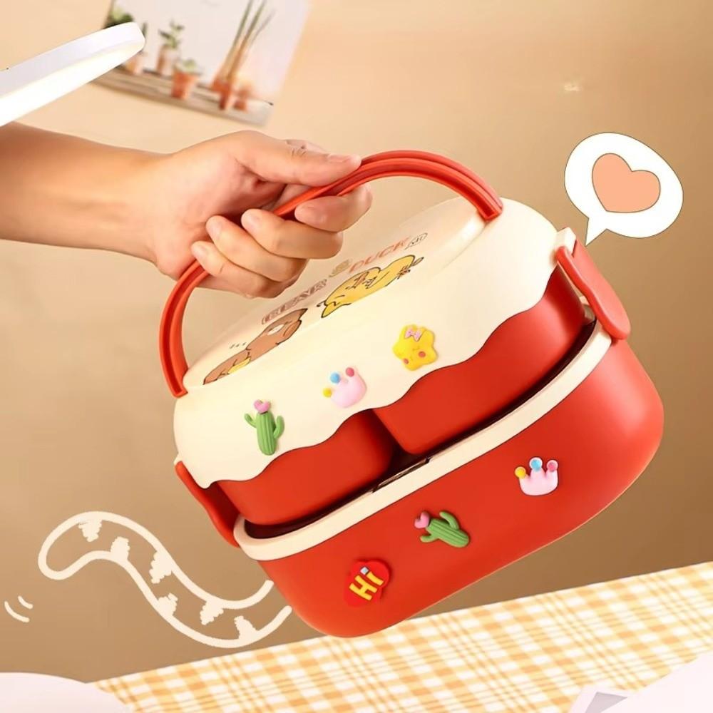 1600ml Cartoon Double Layer Lunch Box Leakproof Food Box Food Warmer Container School Office Lunch