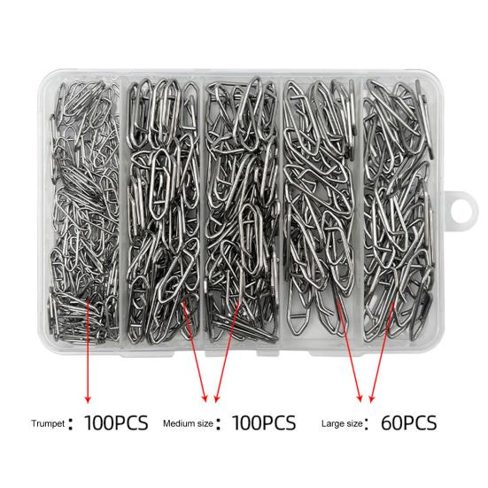 260Pcs Fishing Speed Clips Rustproof High Strength Freshwater Saltwater Stainless Steel Speed Clip Quick Snap Connector Tackle