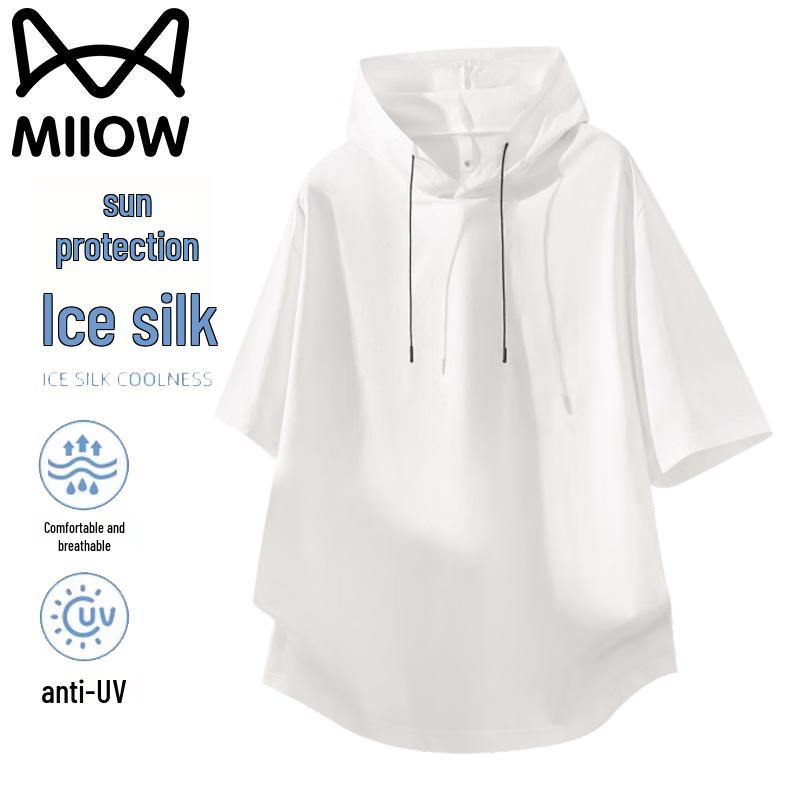 MiiOW Men s Quick-Dry Hooded Short Sleeve Sports T-Shirt 3XL