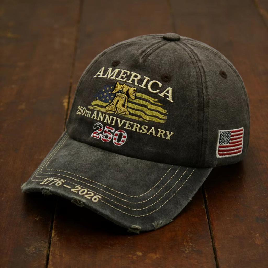 1 Stück Amerikanische Baseballkappen zum 250. Jubiläum für Herren 3D-Druck Used-Look Retro Bestickt Schirmmütze Outdoor Reise Sonnenhut