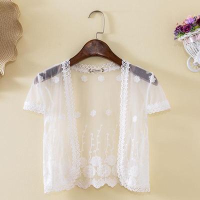 Sommer Spitzen Kurzarm Bolero Strickjacke Schal