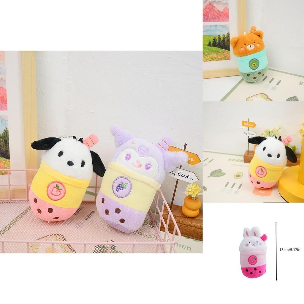 Portachiavi Tazza di Tè al Latte Panda Carino Peluche Ciondolo per Borsa di Coppia Animale di Peluche Coniglio Regalo