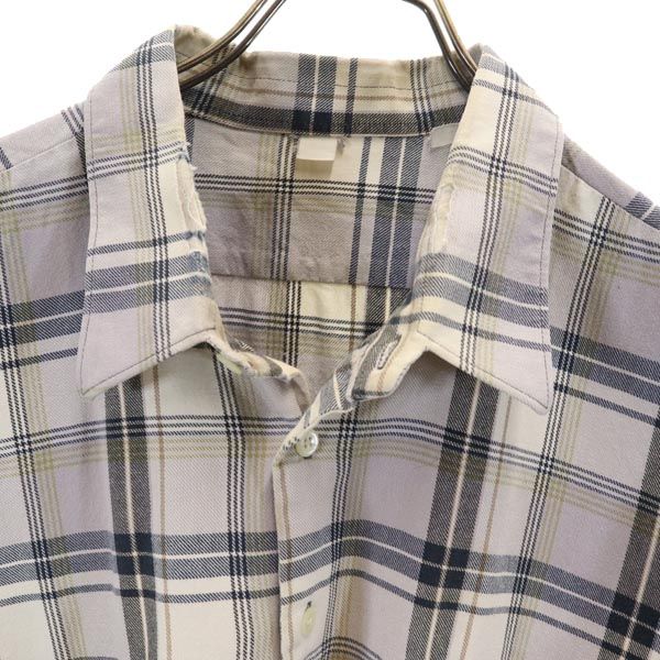 VINTAGE 60s 70s Sleeping shirt Grandpa shirt Long sleeve Check shirt Men's Used