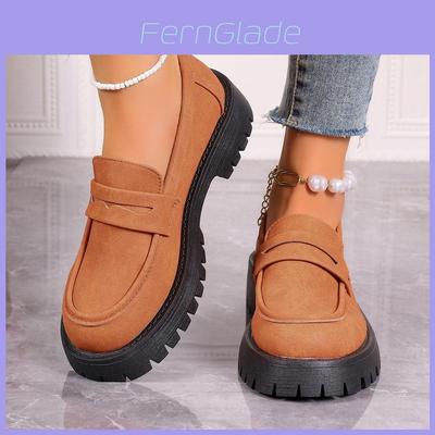 2024 Autumn New Classic Loafers Comfortable Casual British Style Women's Shoes Featuring Chunky Heels And Thick Sole