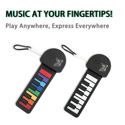 Mini Piano Keychain,Workable Fidget Toy with Colorful/Black/White Key Pads,Battery Powered Silicone Piano for Home/Travel,Backpack Hanging,Mini Piano