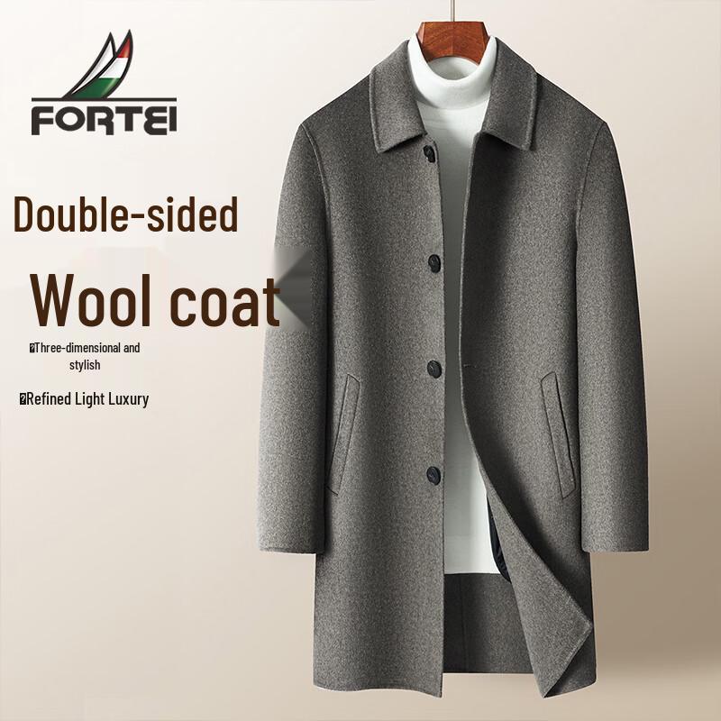 Men s Double-faced Wool Mid-length Overcoat XL