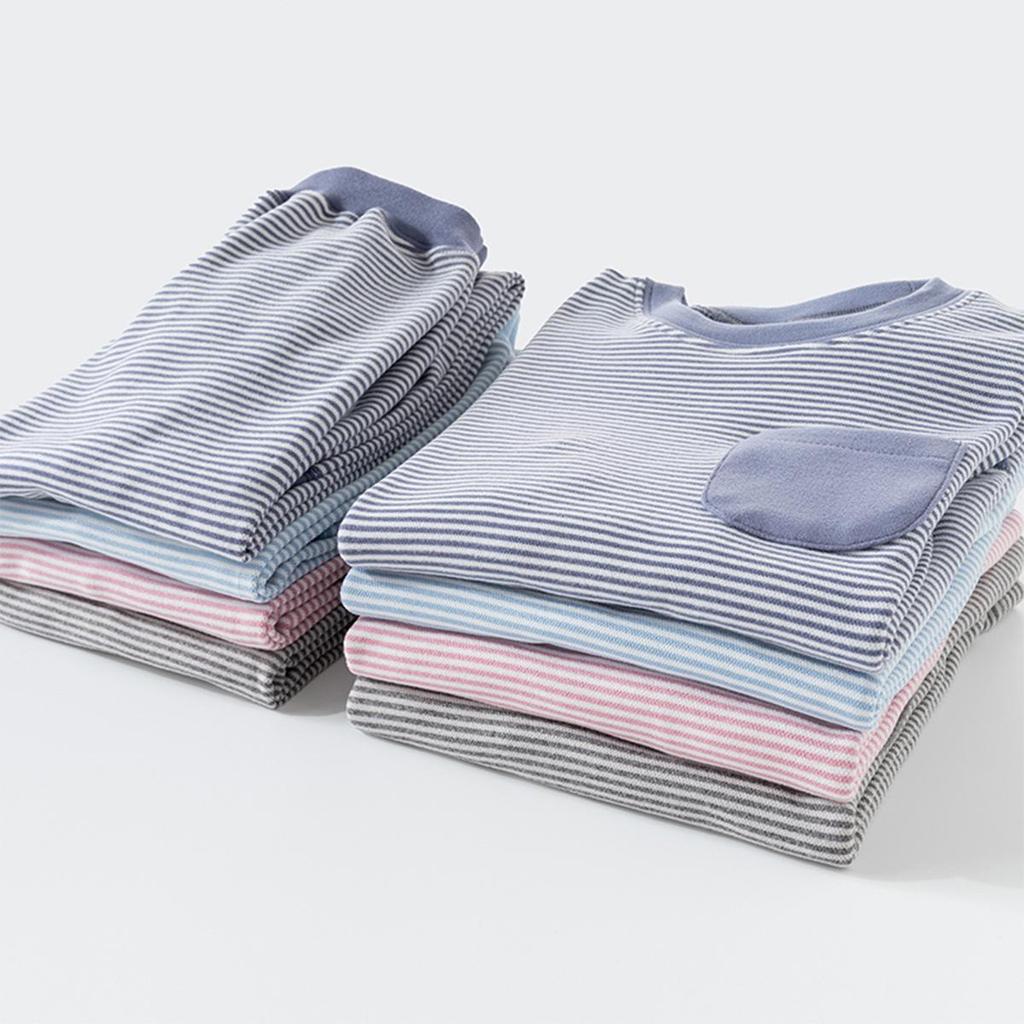 Striped Spring & Autumn Kids' Pajama Set: Two-Piece Top & Pants for Boys and Girls