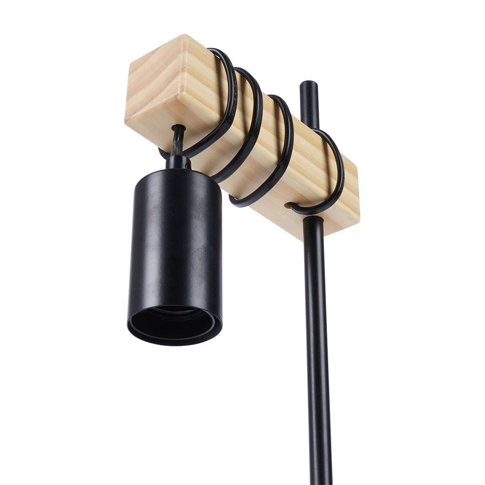 Lampa Stołowa Nocna Na Szafkę Lampka Metalowa Drewniana Czarna Loftowa