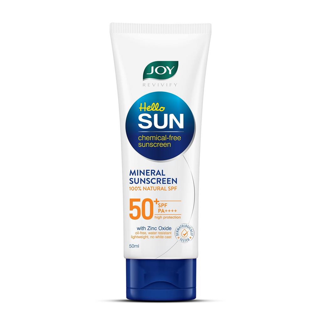 Joy SPF 50 PA++++ Mineral Sunscreen for Oily Skin 50ml | Oil-Free, Lightweight, Zero White Cast, Chemical-Free Protection