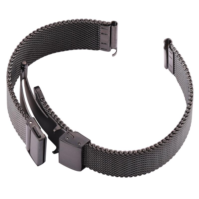 Watchband Stainless Steel Watch Band Bracelet Silver Black Milanese Metal Watchbands 16mm 18mm 20mm 22mm Women Men Strap Accessories