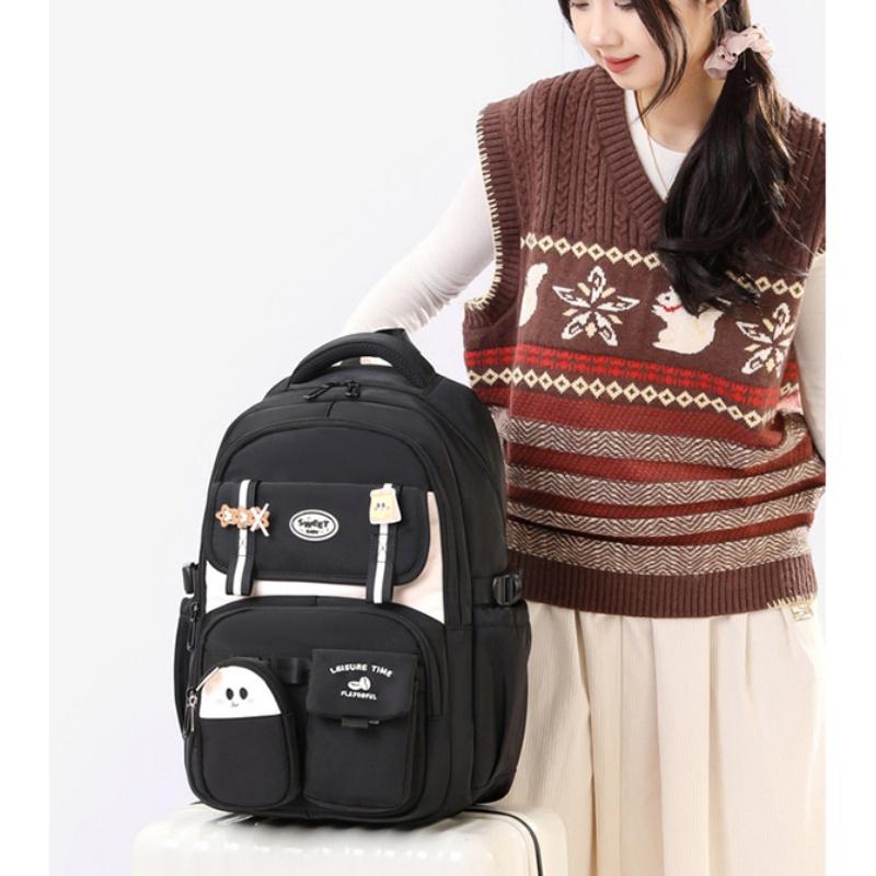 Lightweight High School Girls Schoolbag High Capacity Waterproof Wear-resistant Oxford Primary Junior High School Student Grades 3-9 Teenager Backpack