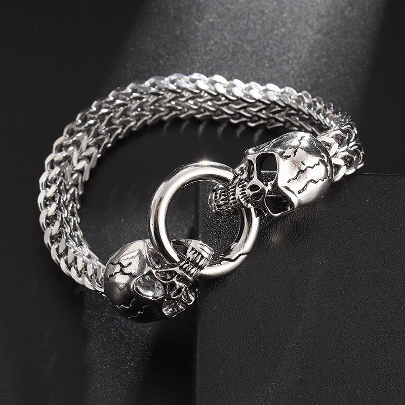 Classic Fashion Punk Stainless Steel Skull Bracelet Men\\\'s Charm Gothic Bracelet Jewelry Gift