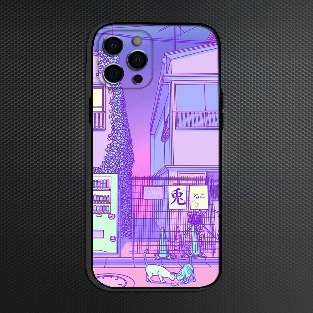Vaporwave Phone Case For iPhone 16,15,14,13,12,11 Plus,Pro Max, Others Soft Black Cover