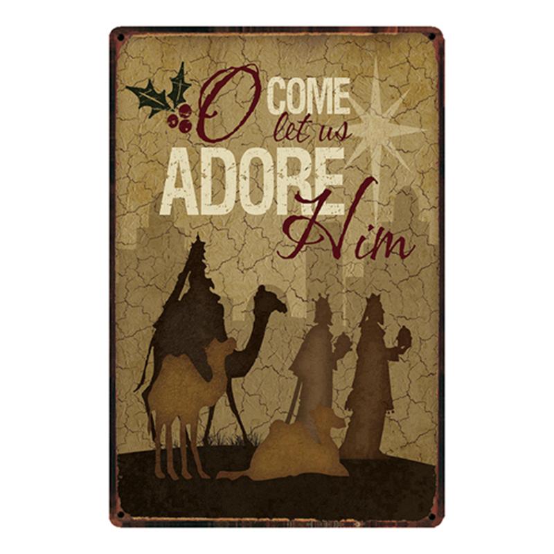 

[ Kelly66 ] Kitchen Rules Merry Christmas Metal Sign Tin Poster Home Decor Bar Wall Art Painting 20*30 CM Size y-1998