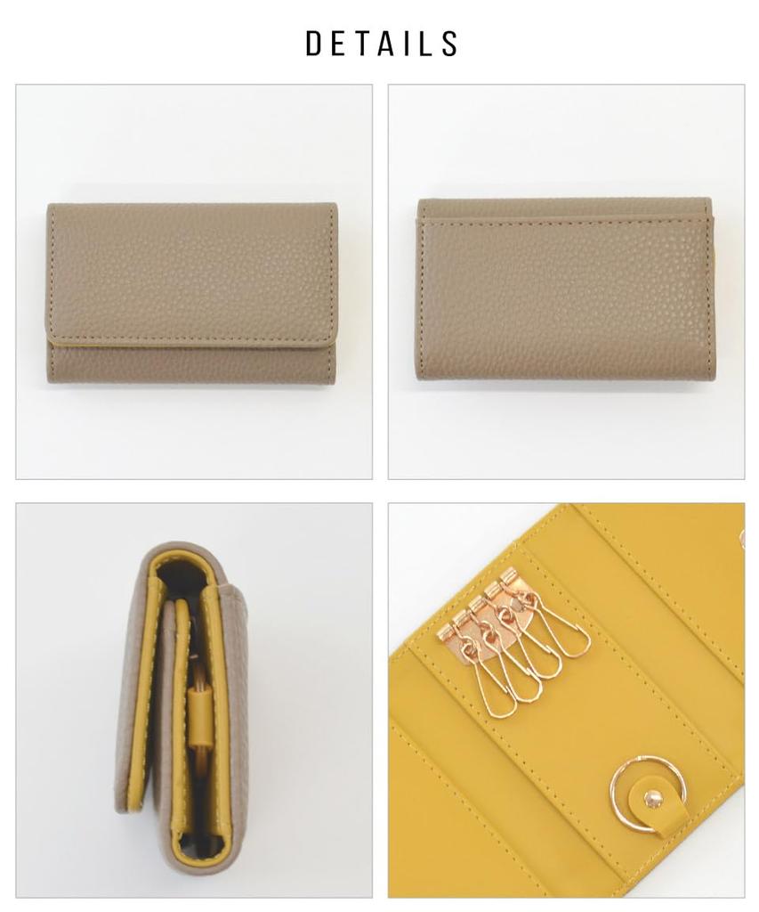 Altro Rose Gray Key Smart Key Key and Card Case, Women's, 4-Ring, Stylish, Compatible, Unisex, Two-Tone Design, Small, Slim, Compact, Thin,