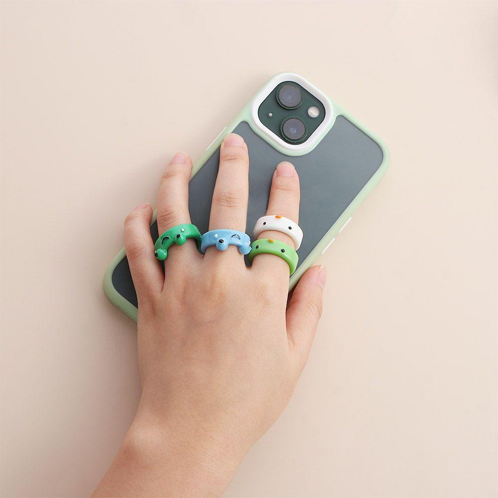Trend Funny Colorful Contrast Chick Girls Korean Resin Ring Acrylic Frog Finger Rings Fashion Jewelry