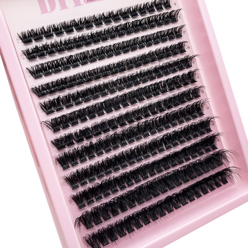 Segmentové umělé řasy 3D nadýchané 80D husté natočené jednotlivé trsy zažehlovací trsy řas 10-18 mm sada