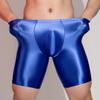 Men Sports Gym Boxer Shorts Shiny Glossy Leggings Boxers Tight Fitting Underwear Stretch Long Boxershorts Man U Convex Underpant