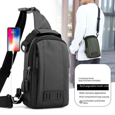Bolso de Pecho y Hombro de Nailon Impermeable para Hombre a la Moda con Función de Carga
