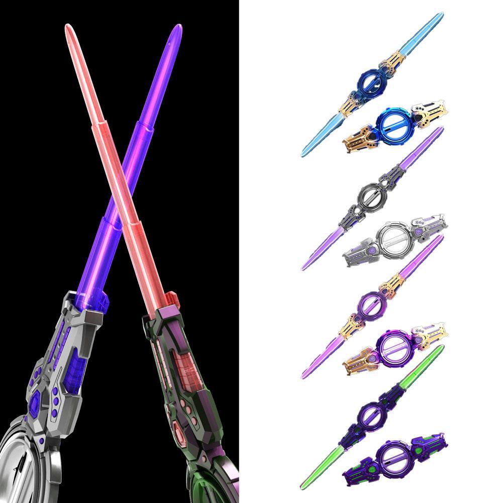 Cool Double-edged Lightsaber With Telescopic Bearings Rotating Cool Lighting And Sound Effects A Boy's Toy Gift