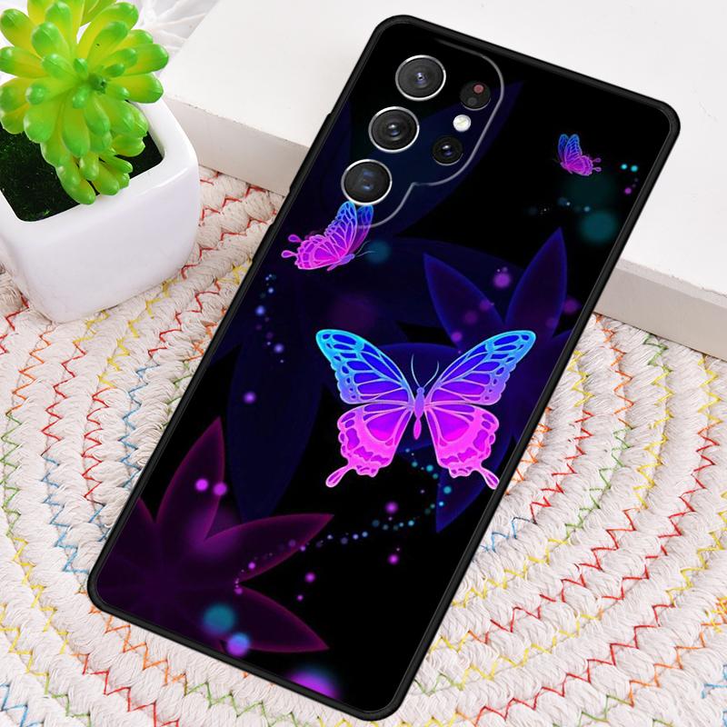 PRETTY NEON SPARKLY BUTTERFLIES Phone Case For Samsung Galaxy Note 10 Pro S26 S25 S24 S23 S22 Ultra Plus S21 FE S20 Cover