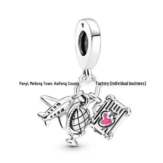 S925 White Copper Puppy Cartoon Pendant & Snowflake Airplane Charms for DIY Bracelet Accessories