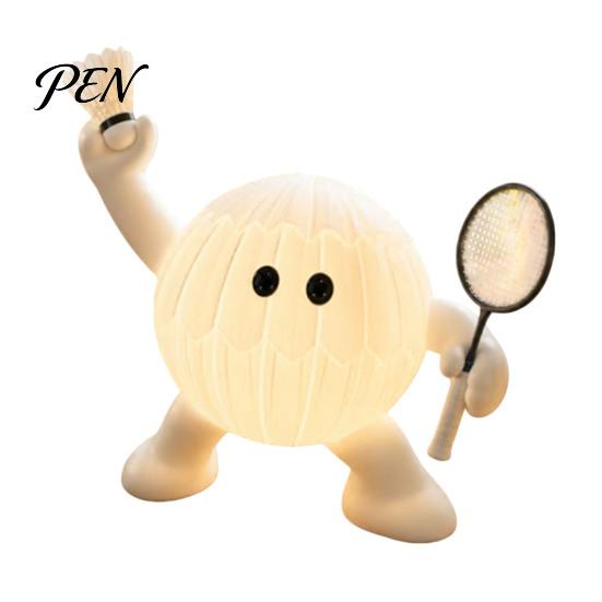 Soft Warm LED Bedroom Lighting Sports Ball Silicone Night Light, 7 Styles Football Basketball Tennis Golf Amber Atmosphere Tap Lamp, USB Rechargeable