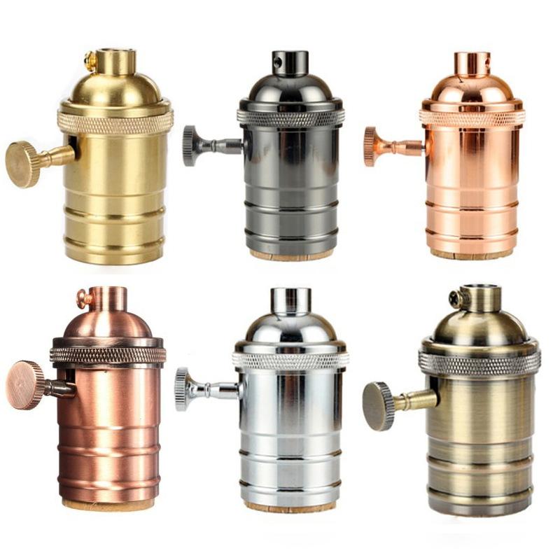E27 Aluminum Alloy Diy Lamp Base With Switch Vintage Screw Socket Antique Lamp Holder Fixture