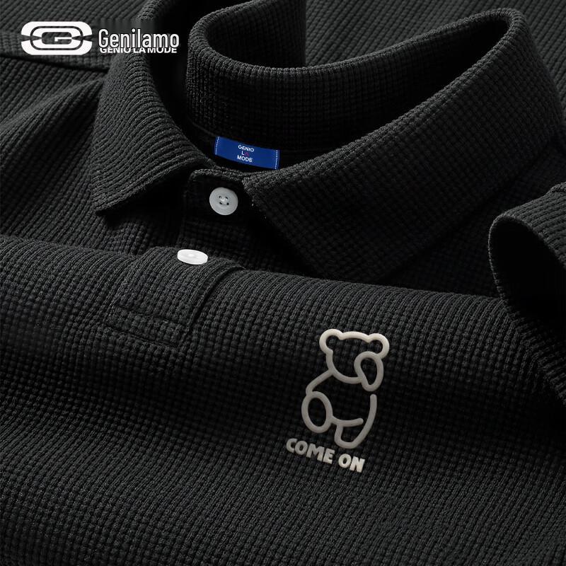 

GENIOLAMODE Men s Waffle Polo T-Shirt M