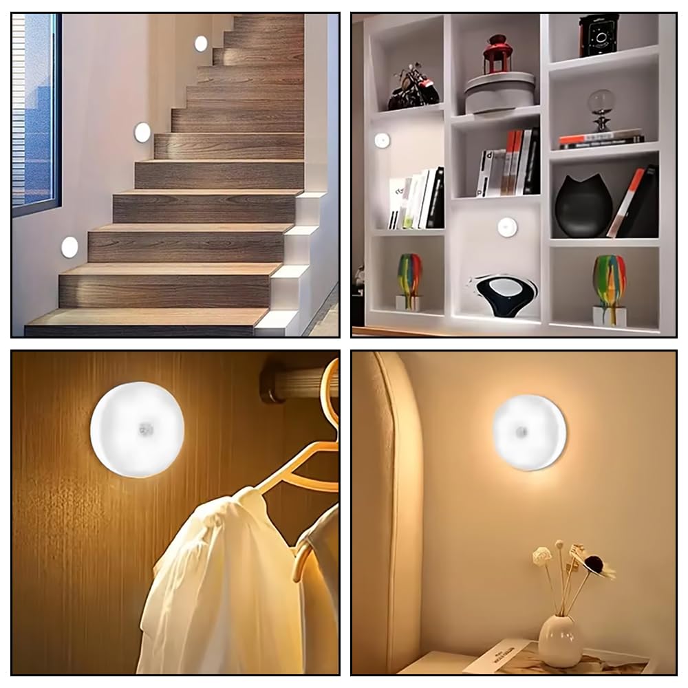 KDSSYFT Motion Sensor Small LED USB Automatic Indoor No Wiring Easy Suitable for Lights, 2-Pack, Lamps, Rechargeable, On/Off, Footlight, Use,