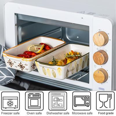 Fiori Teglia Rettangolare Ovale con Manico Pirofila in Ceramica per Cottura al Forno Arrosto Lasagna Padella da Cucina Insalata Formaggio Cotto Padella