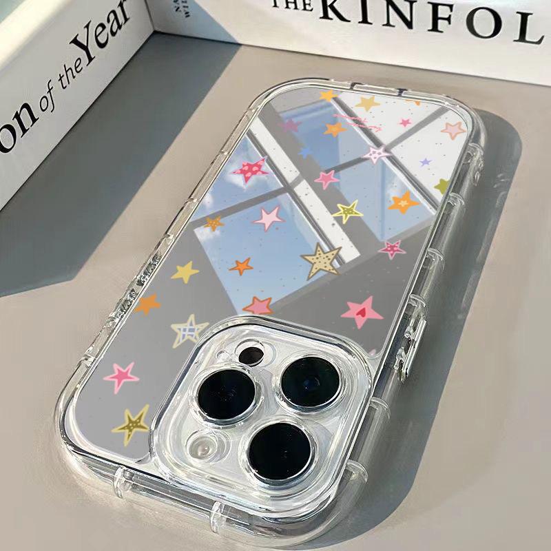 Fashion Colorful Star Pattern Phone Case For iPhone 17 Pro 16 15 14 13 12 11 Pro Max 7 8 Plus XR X XS 16E Luxury Mirror Cover