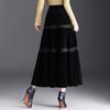 Autumn Winter Women's Velvet Plus Size Skirt High-Waist Cake Skirt Long A-Line Lace Skirt