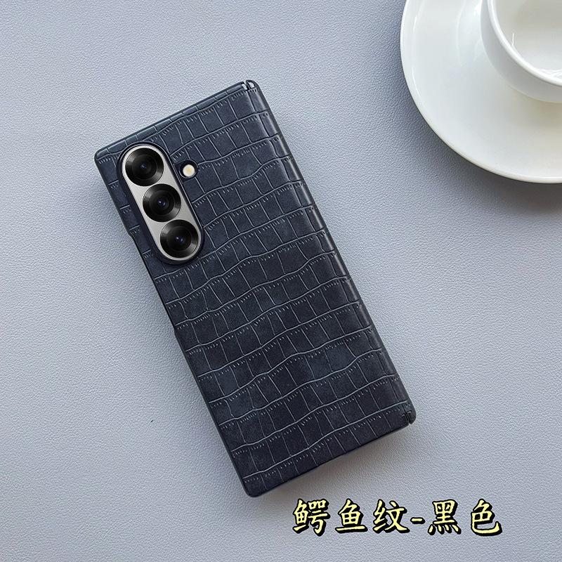 Applicable To Samsung Folding Screen Zfold7 Crocodile Pattern Mobile Phone Case, New Central Axis Magnetic All-inclusive Fold7 Outer Leather Case