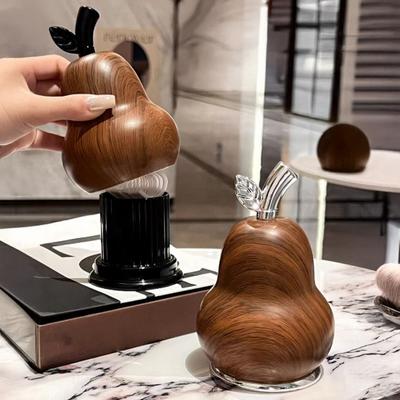 Yousheng Holzmaserung Birne Zahnstocherspender Zahnseide Zahnstocherhalter Zuhause Büro Restaurant Küche Schreibtisch Zahnstocher Organizer Behälter