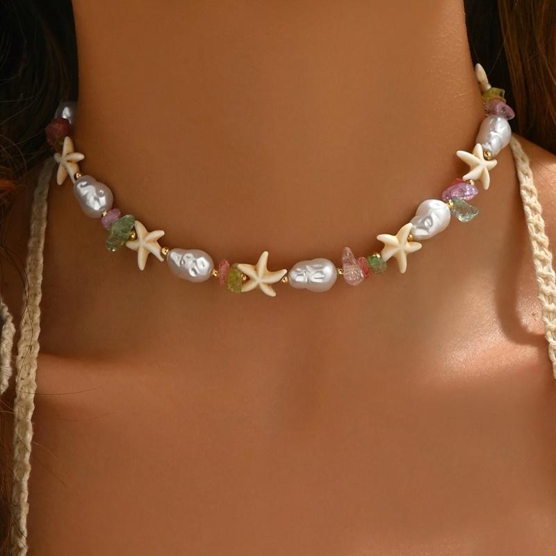 

2025 Bohemian Pearl Beaded starfish Personality Pendant Necklace Suitable For women s Summer Beach Party Accessories Gifts