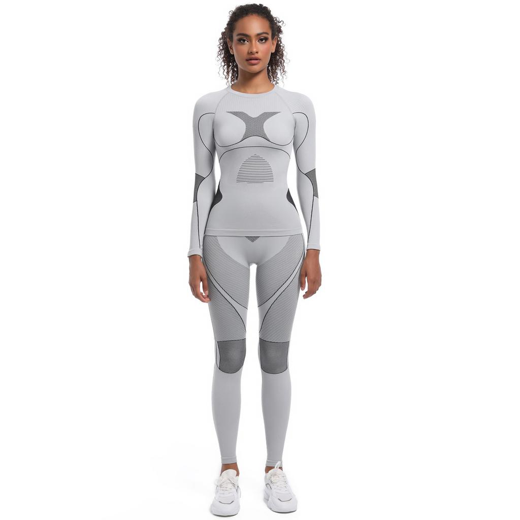 Seamless Tight-fitting High-elastic Long-sleeved Ski Wear Body-shaping Suit Sports Running And Cycling Yoga Wear For Women
