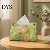 Foldable Napkin Storage Leather Tissue Box Cover with Oil Painting Pattern, Desktop Organizer, Holder Multi Purpose Case, Facial Paper Organizer