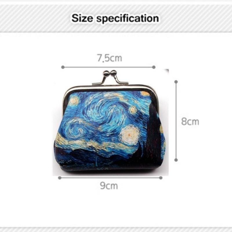 Retro Creative Printing Ladies Purse Student Buckle Coin Dumplings Small Wallet Wedding Candy Bag Gi