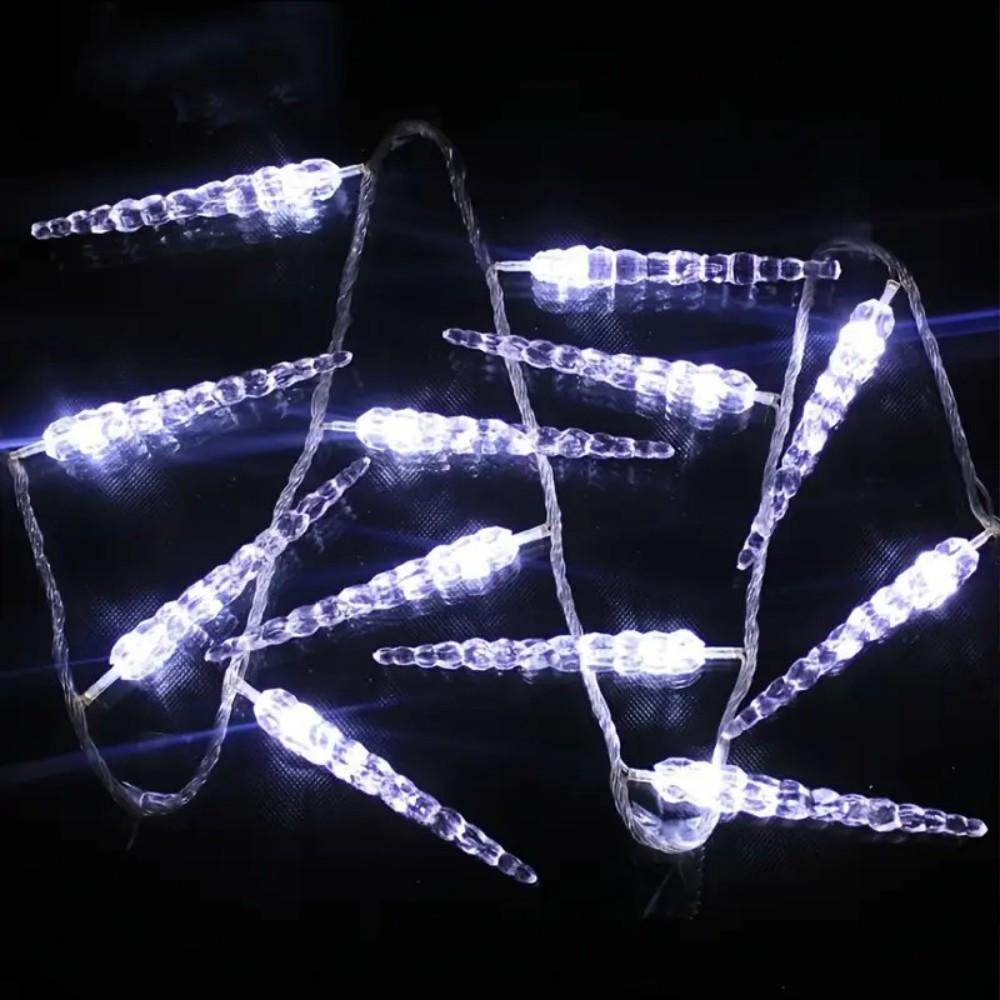 LED Battery-Powered Icicle String Lights - Waterproof, Decorative, Multicolored for Outdoor Camping Atmosphere