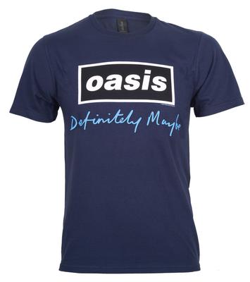 Oasis T-shirt Definitely Maybe Tekst Decca Logo Officiel Genforening 2025 Ny Blå