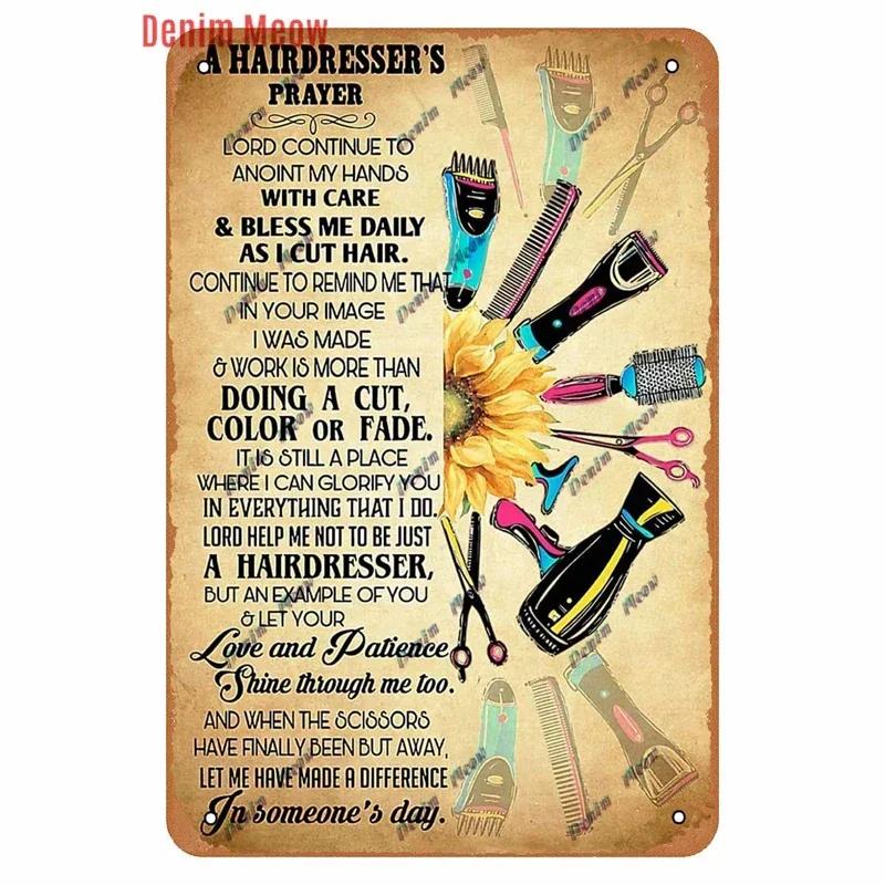 Vintage Hair Stylist Metal Tin Sign Tattoo Artist Metal Retro Hairdressing Salon Room Wall Home Decor 8x12 inch